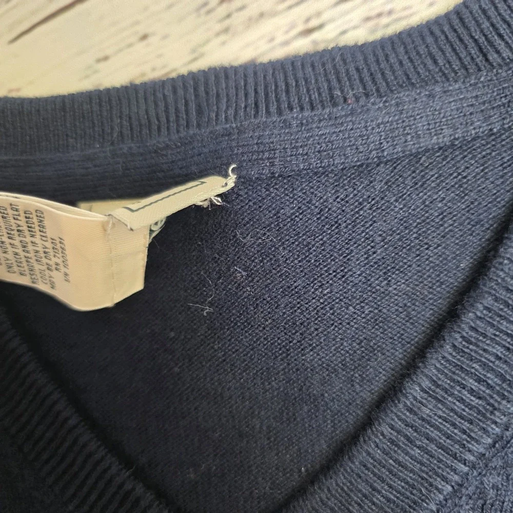 LL Bean Mens Wicked Soft‎ Sweater V Neck Cotton Cashmere Blend XXL Navy Blue